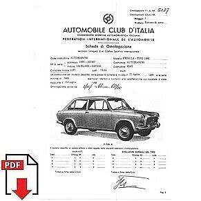 1968 Autobianchi Primula 109 C FIA homologation form PDF download (ACI)